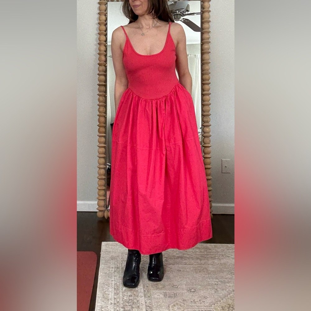 Free People Bright Red Midi Tank Dress